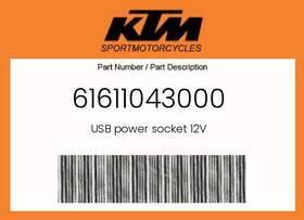 Ktm 61611043000 Genuine Usb Power Socket 12v -