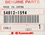 Genuine Kawasaki Throttle Clable Part Number 54012-1594. Fixed Price $18.99.