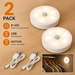 Pir Motion Sensor Led Night Light Usb Rechargeable Wardrobe Cabinet Lamp 2P Set. Fixed Price $8.99.
