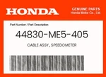 Honda Genuine Cable Assy., Speedometer 44830-ME5-405. Fixed Price $31.40.