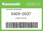 Kawasaki Genuine Cable-clutch 54011-0037. Fixed Price $38.76.