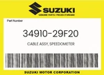 Suzuki Genuine Cable Assy, Speedometer 34910-29F20. Fixed Price $50.54.